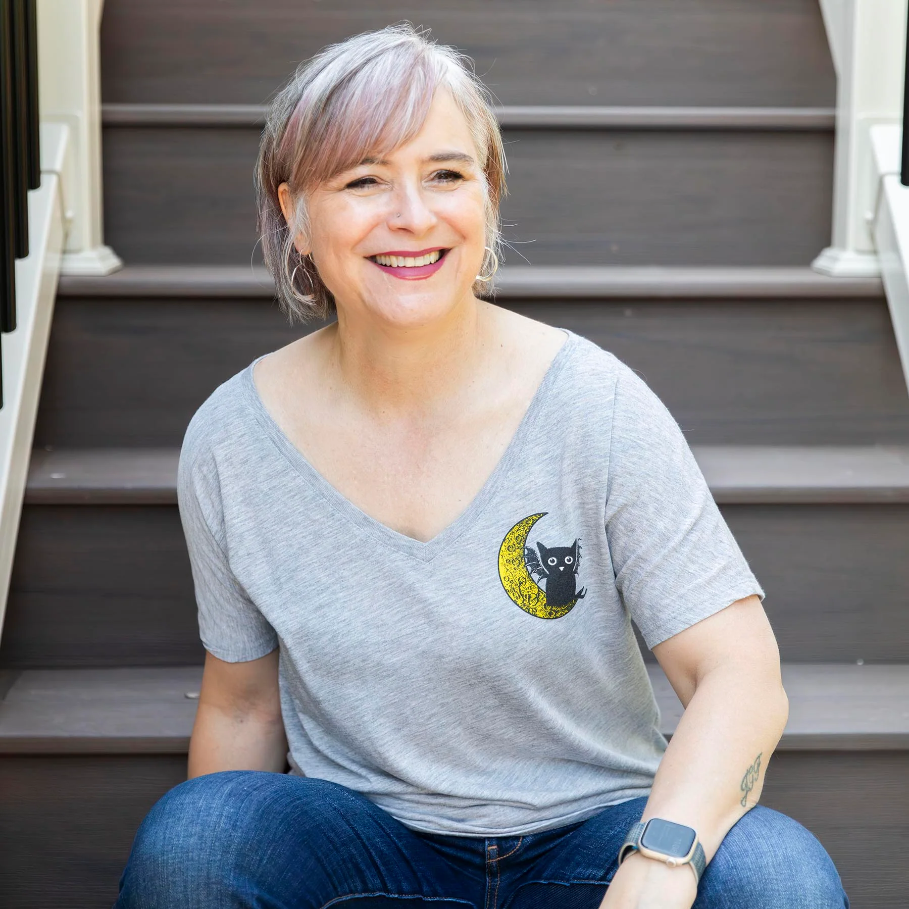 Cat Bat Women's V-Neck T-Shirt - Image 3